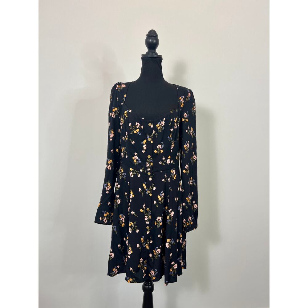 Reformation‎ Indira Mini Dress in Evita Black Size 12 Floral Cut Out Lined Party